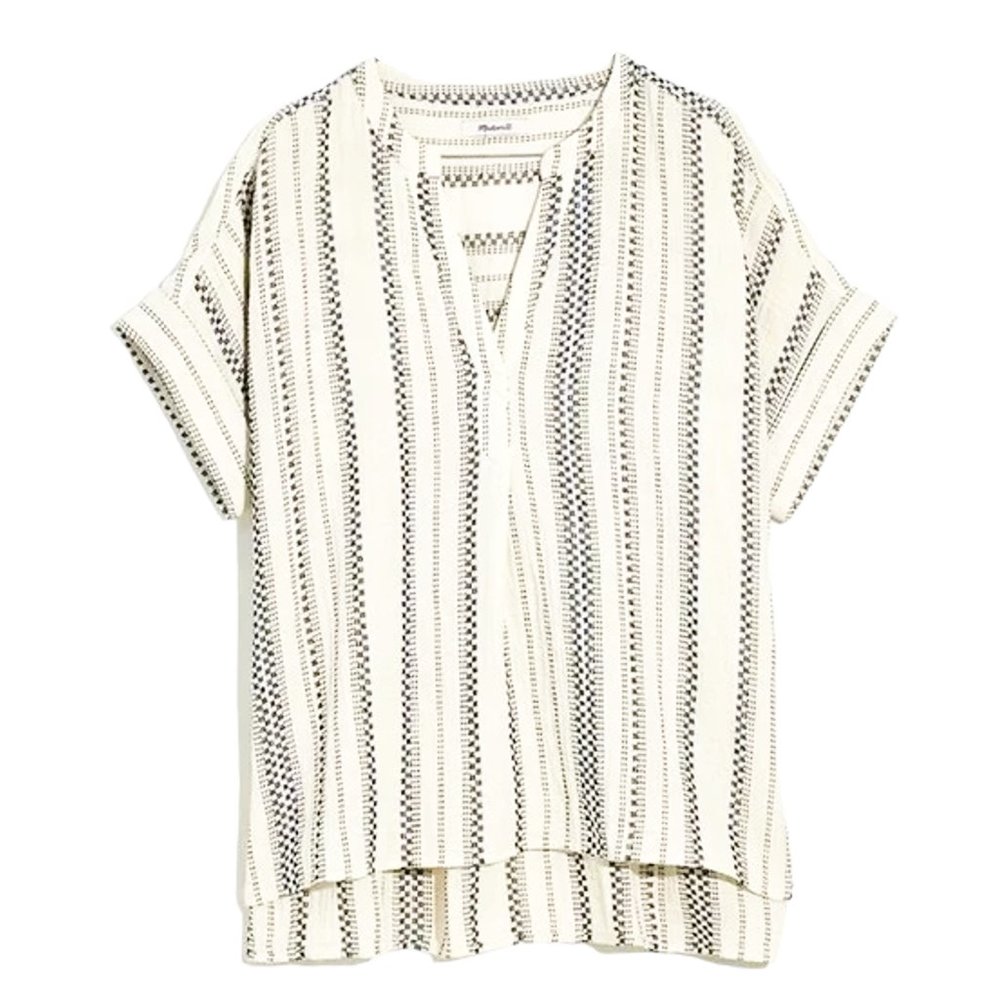 MADEWELL Lightspun Lakeline Popover Shirt in Jacquard Stripe
